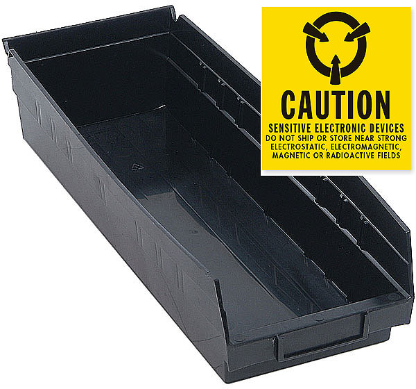 Stackable Black Plastic Conductive Tray Polypropylene For Small Parts  Storage