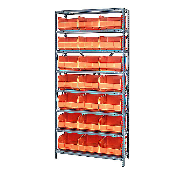 Steel Shelving with Stackable Shelf Bins